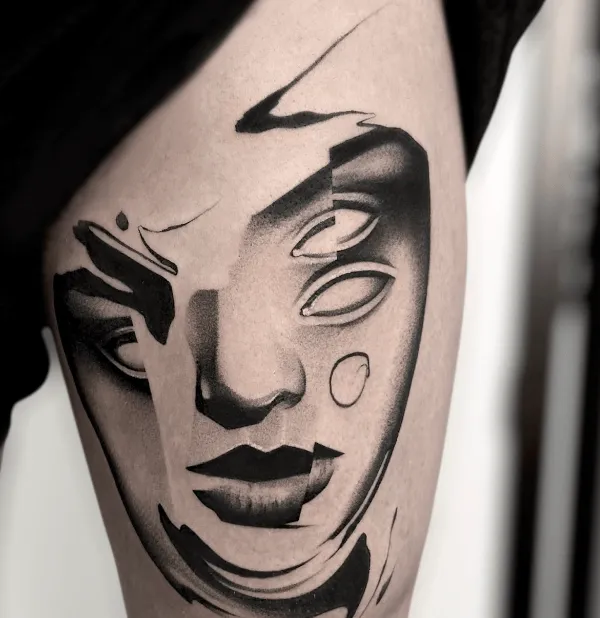 pankowa.tattoo, guest artist at True Canvas Vienna – Surrealism / Double Exposure, Realism – Black & Grey